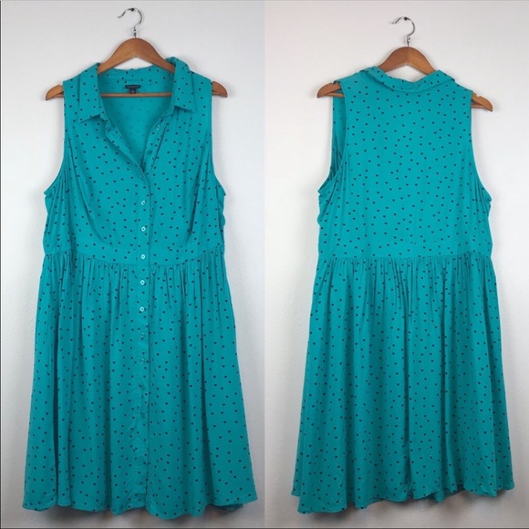 torrid Dresses & Skirts - Torrid Teal Blue Sleeveless Dress Black Hearts